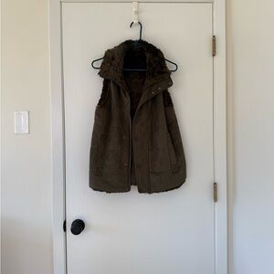 Tuckernuck Olive Suede Shearling Reversible Vest